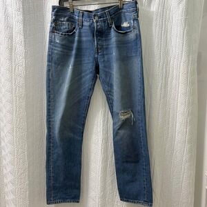 Levi's 501 Jeans Distressed Denim Button Fly Tapered Blue‎ Men's size W28 L28